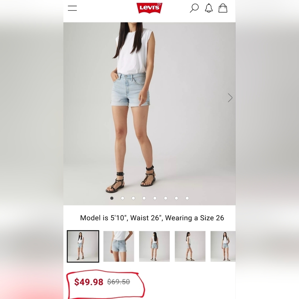 🆕️ Levi's 501 Dark Wash Denim Cutoff Jean Shorts 💕 - Picture 4 of 4